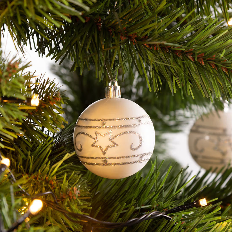 Casaria Weihnachtskugeln in Weiß, 24-teiliges Set aus Kunststoff, matt, glänzend und glitzernd - Bild 3