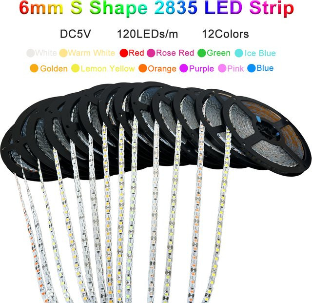 FUNZENXIN S-Form LED-Streifen 2835 SMD Flexibles Lichtband in Weiß, Breite: 6 mm - Bild 1