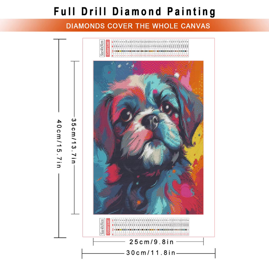 AZQSD Diamantmalerei Set Hund Motiv als DIY Mosaik Stickerei in Mehrfarbig, Breite: 30 cm, Höhe: 40 cm - Bild 2