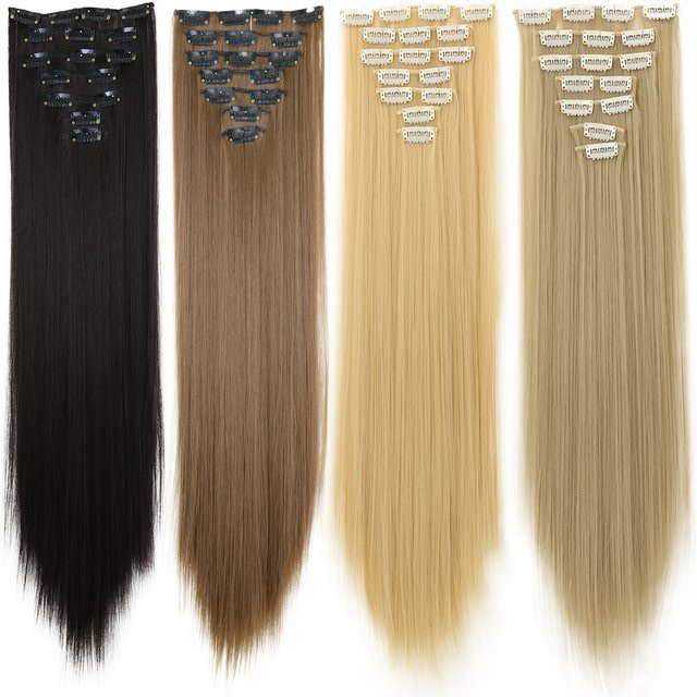 LANSA Clip-on-Haarverlängerungen, synthetisch, schwarzbraun - Bild 1
