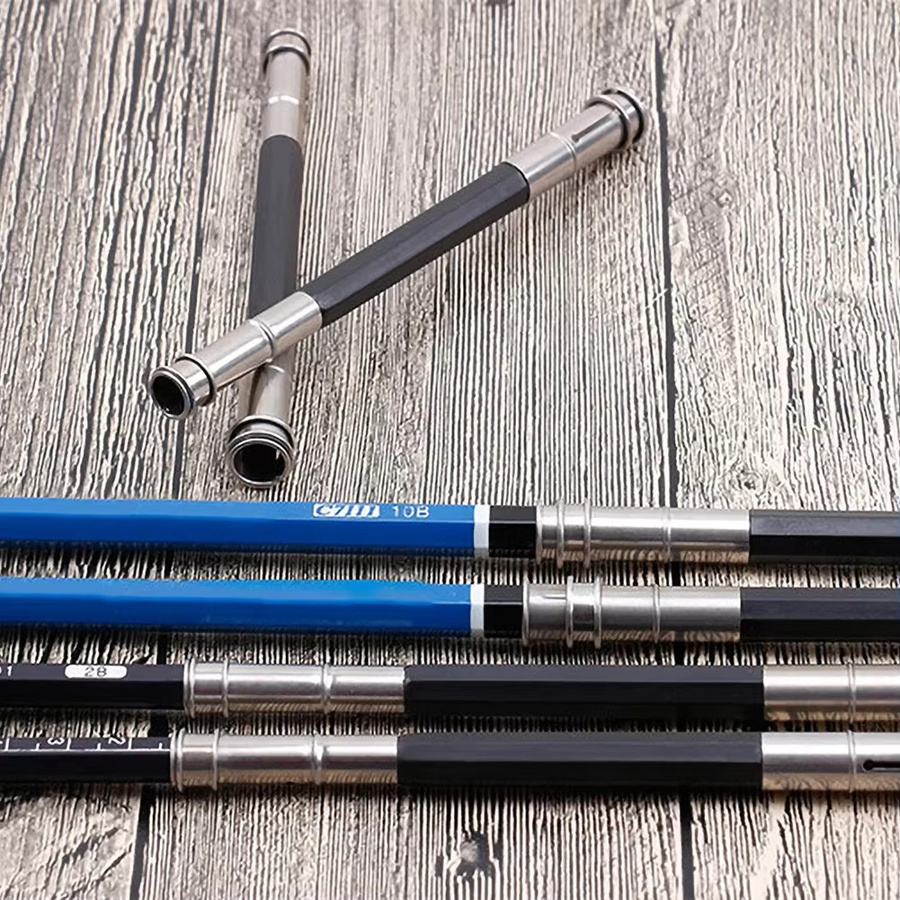 APWIKOGER Bleistift Extender aus Metall, verstellbare zweiköpfige Bleistiftverlängerung für Kunst, Schule und Büro - Bild 3
