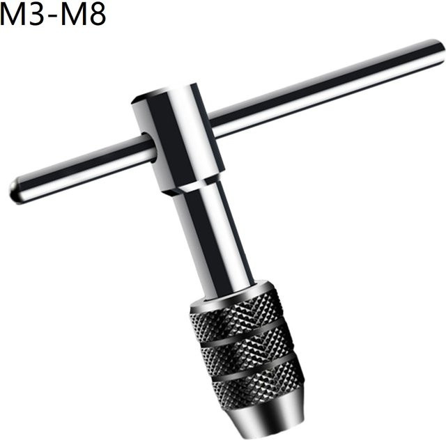 Vibratite Einstellbarer T-Griff Windebohrer Halter für M3-M8, M5-M8, M6-M12 in Silber - Bild 1