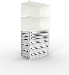 META Schrankmodul CLIP 150 mit Schubladen, Farbe: RAL 7035 Grau, B/T/H: 2000 x 1000 x 500 cm - Bild 1