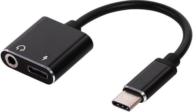 Andoer USB-C auf 3,5 mm Klinke Audio-Aux-Kabel für Kopfhörer, Schwarz - Bild 1
