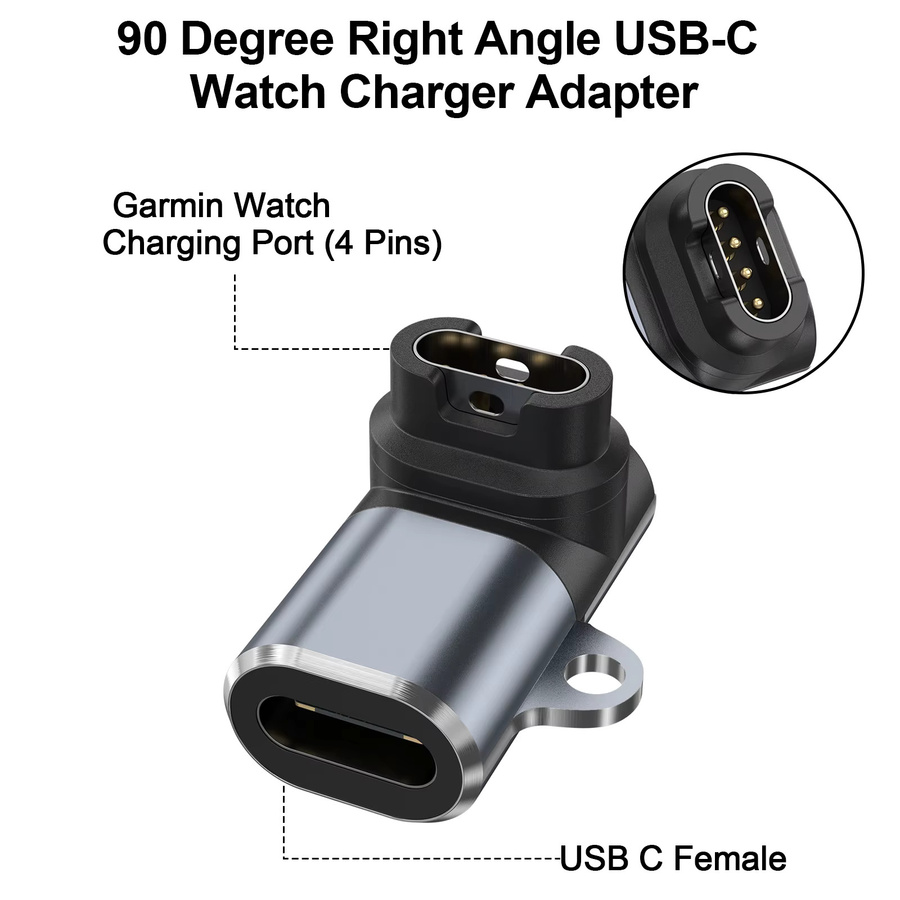 USB-C Ladeadapter für Garmin Smartwatches in Schwarz - Bild 3