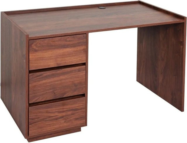 Schreibtisch MCW J78 in Walnuss-Optik mit Schublade und Kabeldurchlass, B/T/H: 121 x 60 x 78 cm - Bild 1