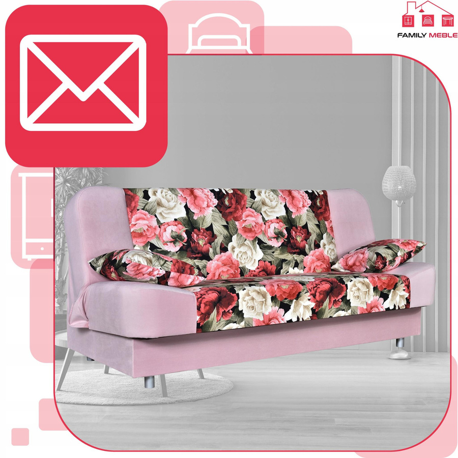 Schlafsofa Sara Print Duo von Family Möbel als ausklappbares 2-Sitzer mit Bonell-Federkern in Print-Optik, B/T/H: 200 x 95 x 200 cm - Bild 2