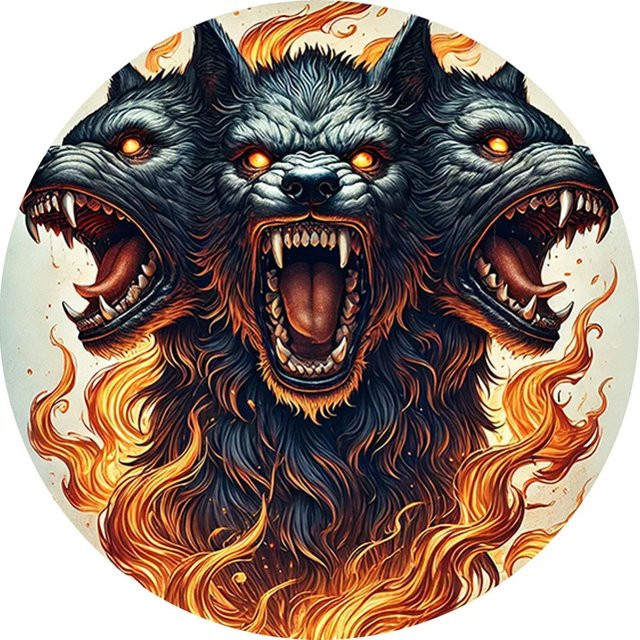 Potdemiel Cerberus Wandkunst aus Metall in Vintage-Optik, rund, Mehrfarbig, Durchmesser: 20 cm - Bild 1