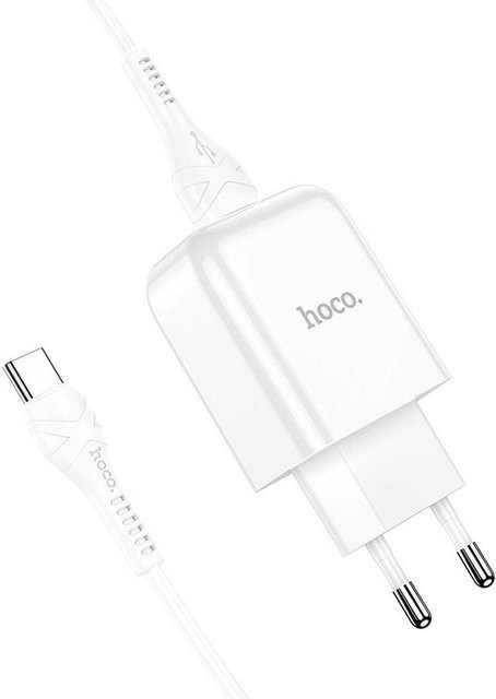 HOCO N2 Netzladegerät mit USB-C Kabel, 10W, 2A, 1 x USB-A, Weiß - Bild 1