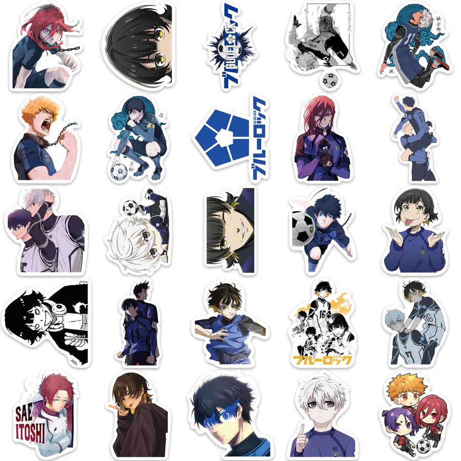 50-teiliges Anime-Fußball-Aufkleber-Set in Blau und Multicolour für DIY-Handwerk und Journaling - Bild 4