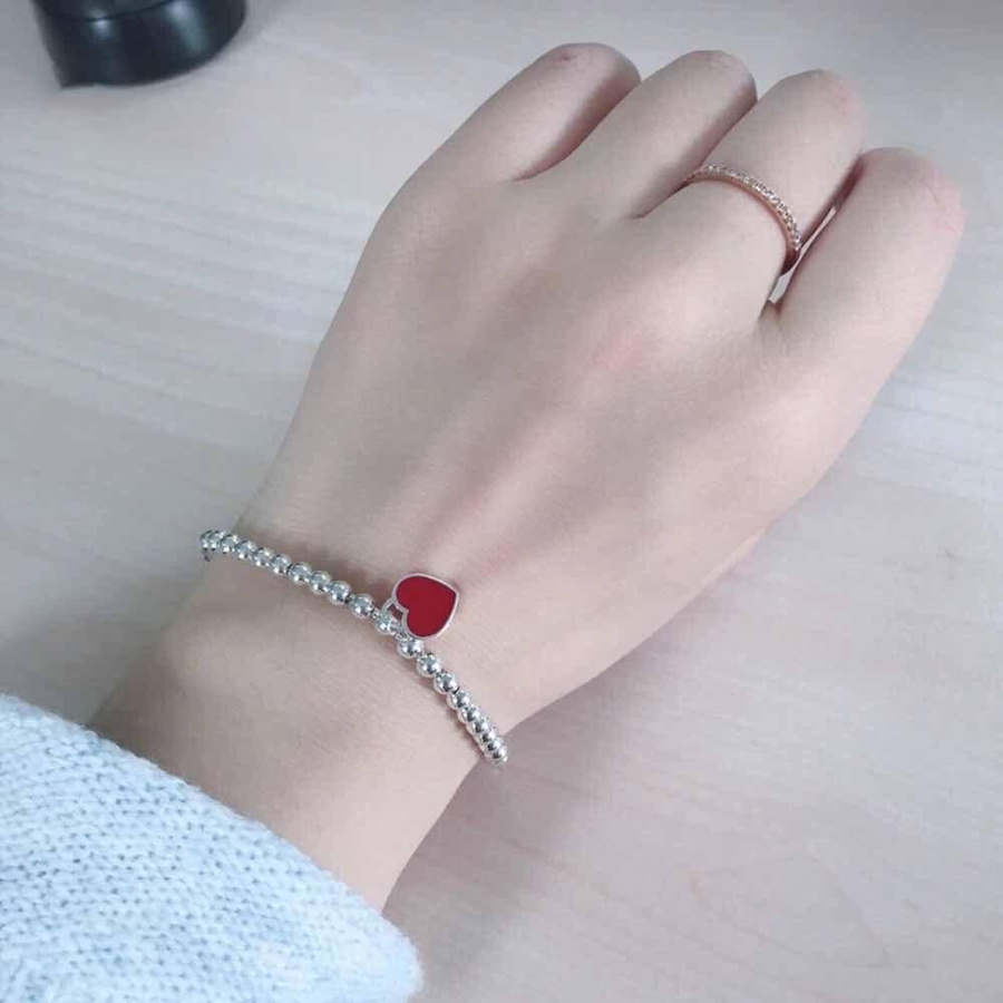 Armband Charm 925 Silber, Emaille, Herzförmig, Damen, 20cm - Bild 1
