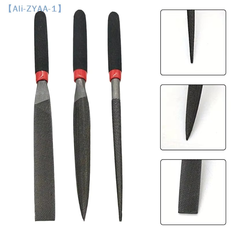 ZYAA-1 3-teiliges Stahlfeilen-Set mit flachen Nadelfeilen für Stein, Glas, Metall, Schnitzerei und Holzbearbeitung - Bild 2