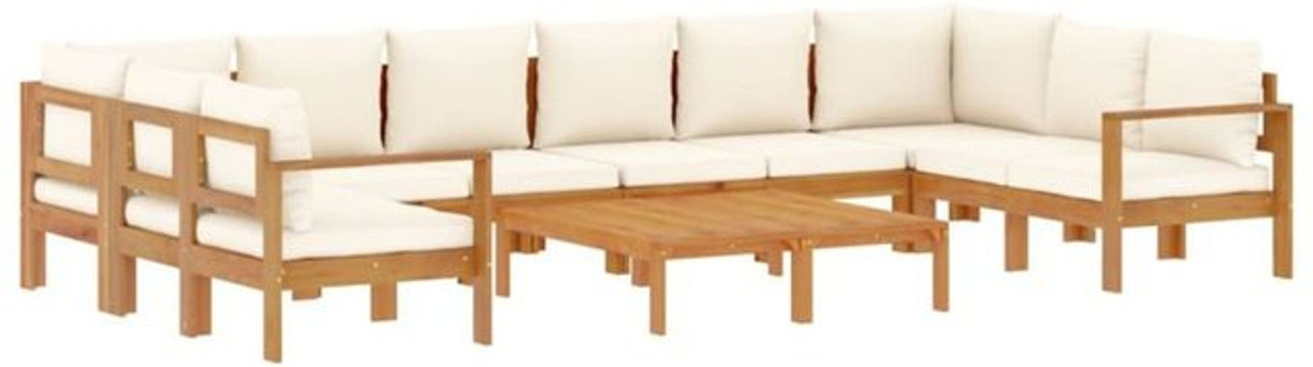 8-tlg. Garten-Sofagarnitur aus Massivholz Akazie mit Kissen in Beige von vidaxl - Bild 1
