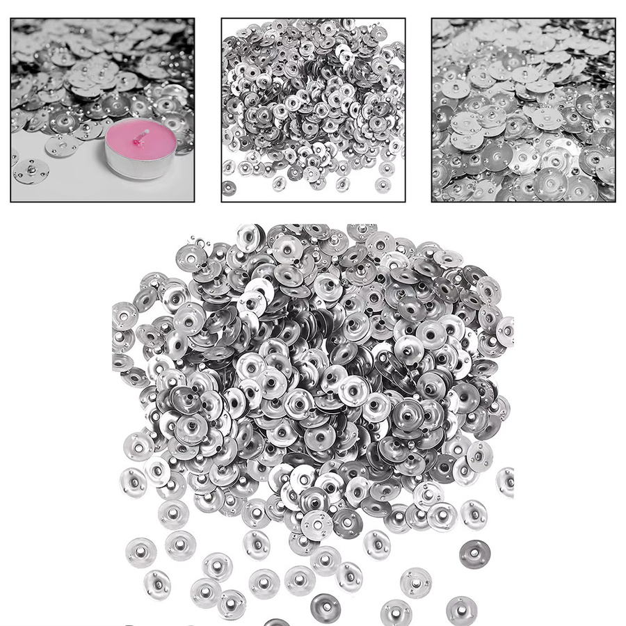 VIBRATITE 500 Stück Runde Kerzen-Dochthalter aus Metall in Silber, Durchmesser: 12,5 mm - Bild 2