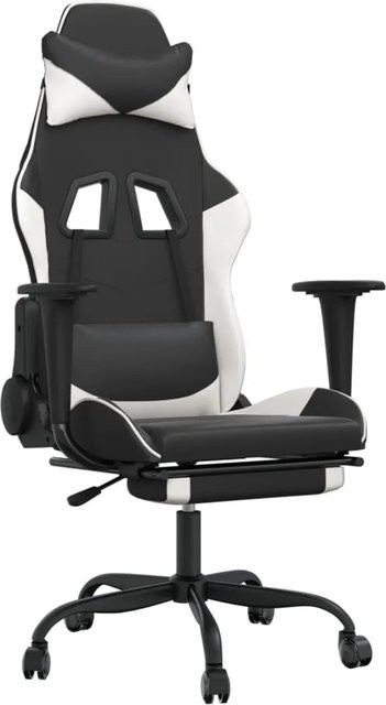 vidaXL Gaming-Stuhl Modell 1 in Schwarz und Weiß aus Kunstleder mit Massagefunktion und Fußstütze - Bild 1