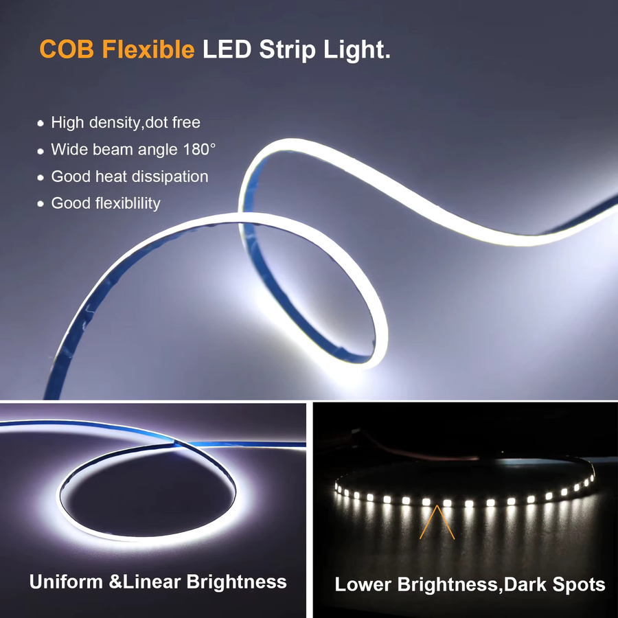 Acosh Neon Dimmbare COB LED Bandleuchte in Warmweiß mit Dimmer und USB-Anschluss für Schrank- und Möbelbeleuchtung - Bild 3