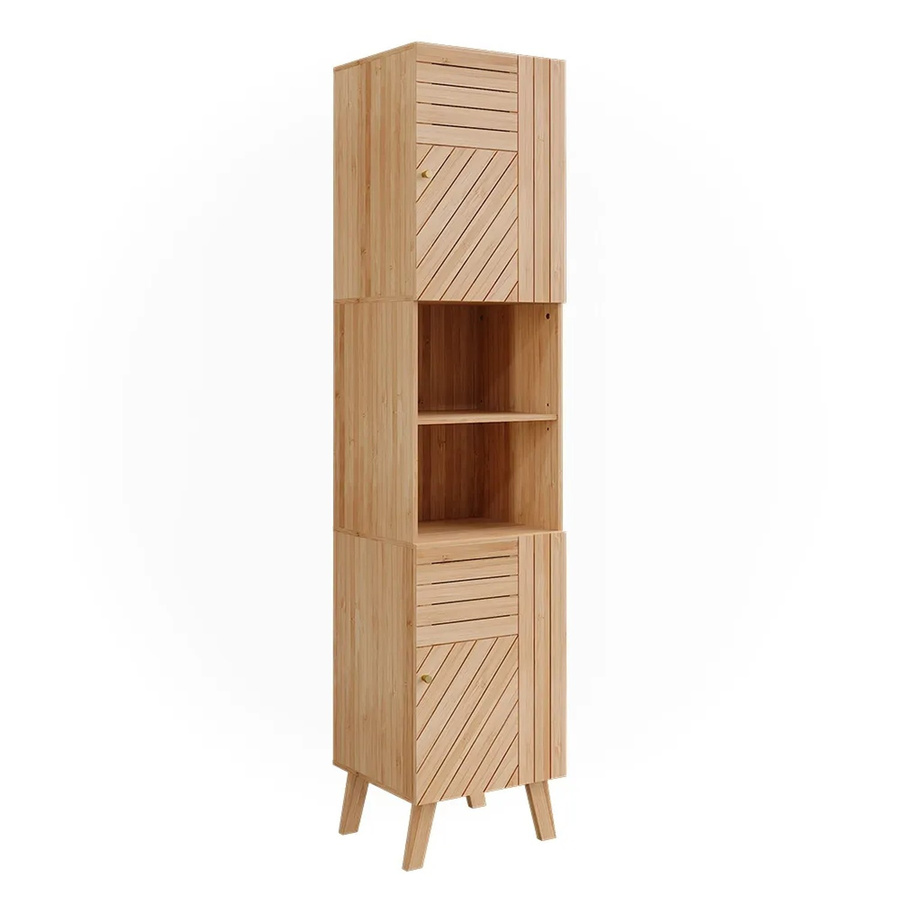 Vicco Badschrank Lucie Bambus in Beige und Gelb mit 2 Türen, B/T/H: 40 x 36 x 177 cm - Bild 2