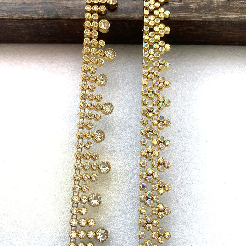 Goldene Paillettenbänder mit Diamant-Effekt als Stoffzubehör für DIY-Handwerk und Vorhang-Dekoration, 1 Meter pro Packung - Bild 2