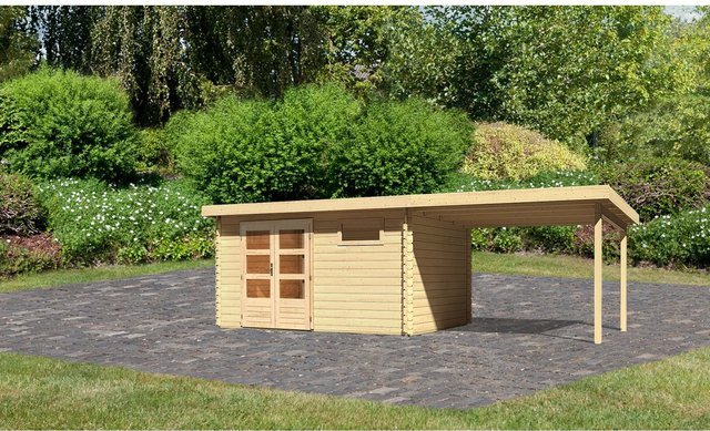 Karibu Holz-Gartenhaus Ängelholm in Natur mit Pultdach und modernem Design, B/T: 370 x 280 cm - Bild 1