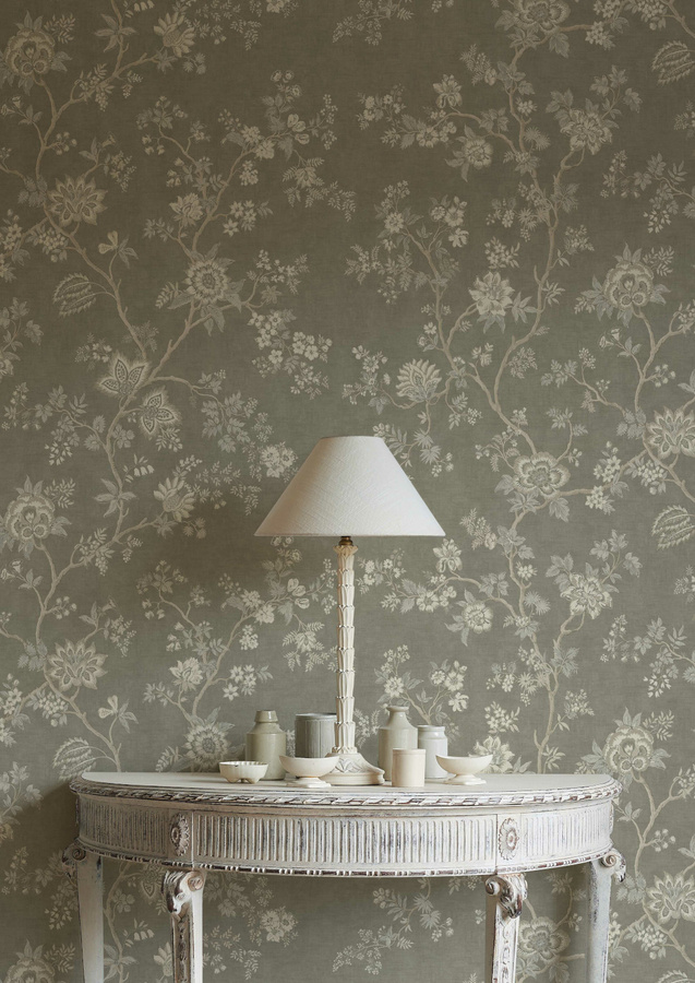 Lewis & Wood Tapete Indienne Moss in Grün mit floralem Botanical-Design - Bild 1