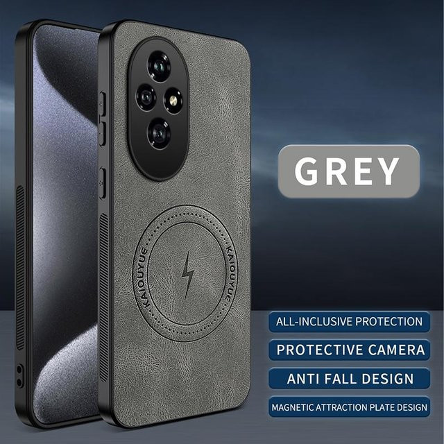 Stoßfeste Honor Handyhülle mit Ledertextur und magnetischem kabellosem Laden für Honor 200 Pro, Honor 200 und Honor 200 Lite 5G - Bild 1
