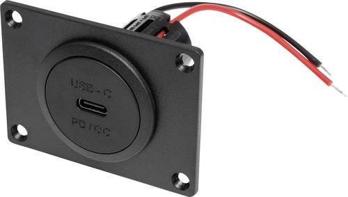ProCar USB-C Einbausteckdose PD/QC mit Montageplatte, Schwarz, 12V oder 24V DC, max. 3A - Bild 1