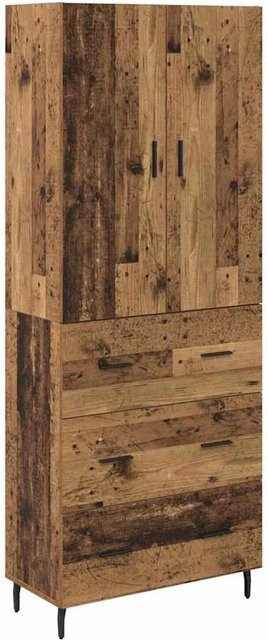 vidaXL Highboard 2-teilig in Altholz-Optik mit Glasfront und Schubladen, Braun, B/T/H: 120 x 34 x 180 cm - Bild 1