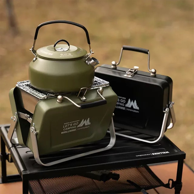 WELLHIKE Mini-Grill aus Edelstahl, tragbarer und faltbarer Tischgrill für Outdoor und Camping in Schwarz oder Grün - Bild 1