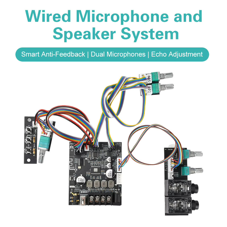 Aideepen 502T Bluetooth Verstärker Bord mit Mikrofon-Audio-Eingang, 2,0 Kanal TPA3116D2 Dual Kanal Verstärker, 50W x 2, Schwarz - Bild 2