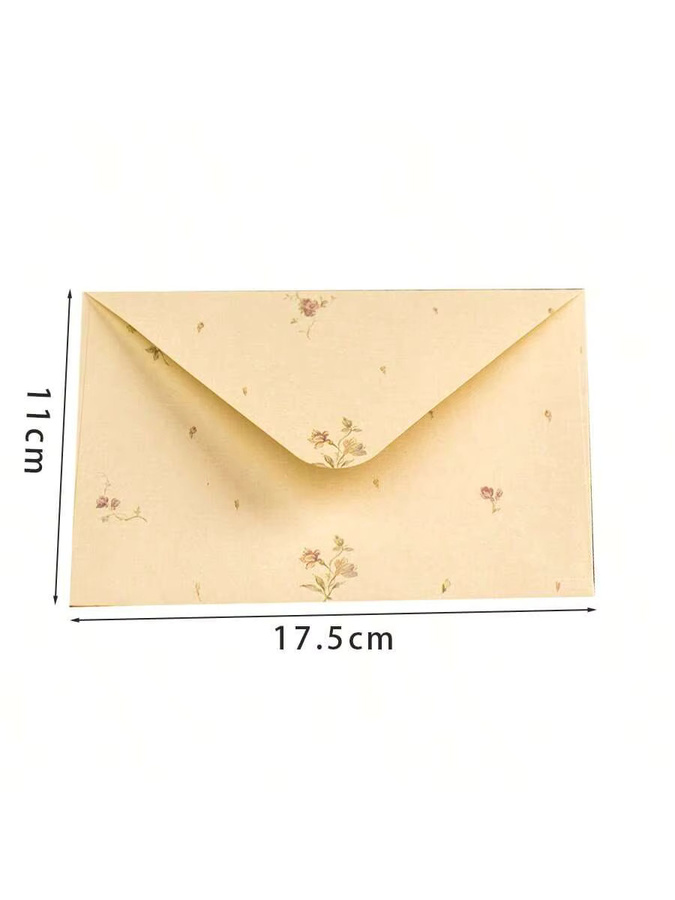 10-teiliges Briefpapier-Set mit Umschlägen in Beige im chinesischen Vintage-Stil mit Blumenmuster - Bild 3