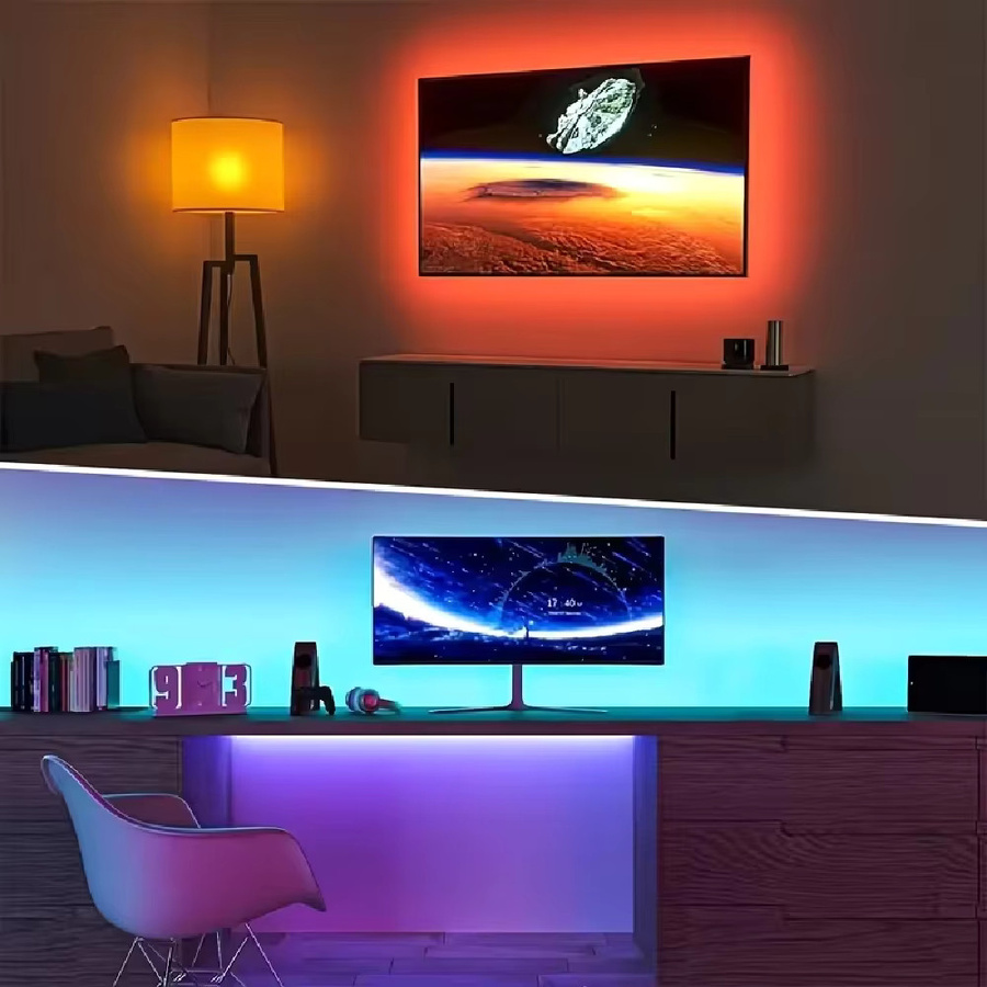 OSIDEN RGB LED-Streifen 2835 SMD Lichterkette, batteriebetrieben, selbstklebend und zuschneidbar, Multicolour Hintergrundbeleuchtung für TV, PC oder Gaming-Zimmer - Bild 2
