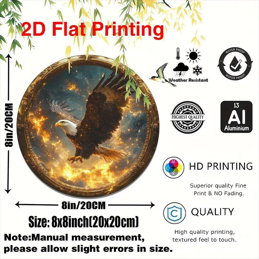 CIFBUY Metall-Adler-Schild als runde Aluminium-Wanddekoration in Multicolour, Durchmesser: 20,32 cm - Bild 2