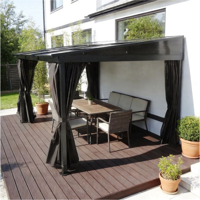 Jet-Line Gartenpavillon Karoom aus Aluminium in Anthrazit-Braun mit Schiebedach, Moskitonetz und Vorhängen, B/T/H: 360 x 300 x 260 cm - Bild 3