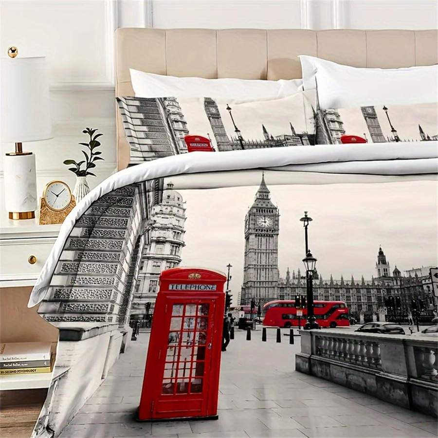 3-teiliges Bettwäscheset Binchi Fitness The Streets Of London 3D Druck, Mikrofaser, Mehrfarbig, B/H: 135 x 200 cm - Bild 2
