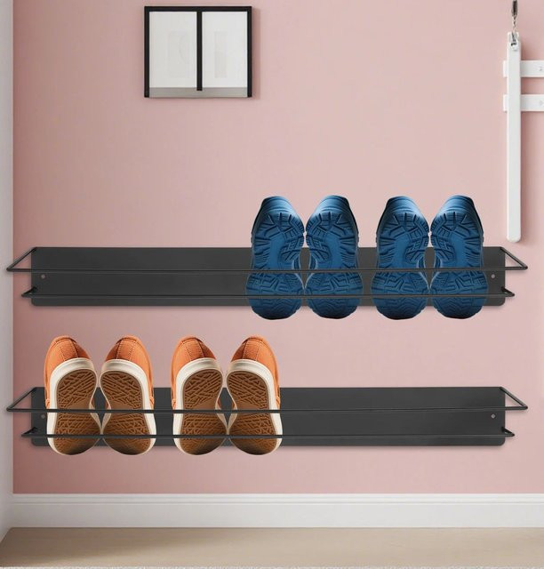 Bymaocar Schuhregal zur Wandmontage aus Metall für Badezimmer und Flur in Schwarz oder Weiß - Bild 1