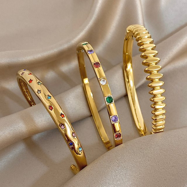AENSOA Armband, Edelstahl, Gold, Kristall, Unisex - Bild 1