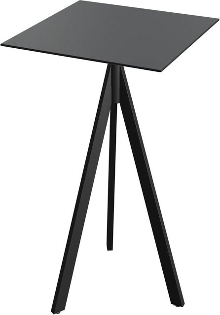 Feros Infinity Tripod Stehtisch mit HPL Platte, schwarz, quadratisch, B/T/H: 70 x 70 x 110 cm - Bild 1