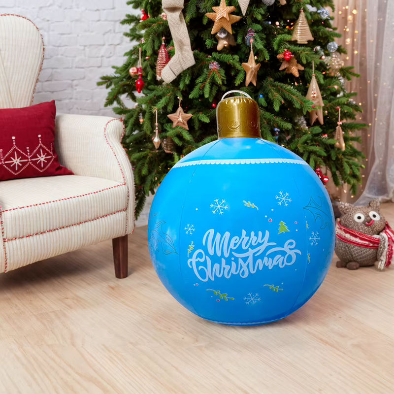 APWIKOGER Aufblasbare Weihnachtsbaumkugeln aus Kunststoff in Gold und Mehrfarbig mit Schneeflocken-Design, Durchmesser: 60 cm - Bild 4