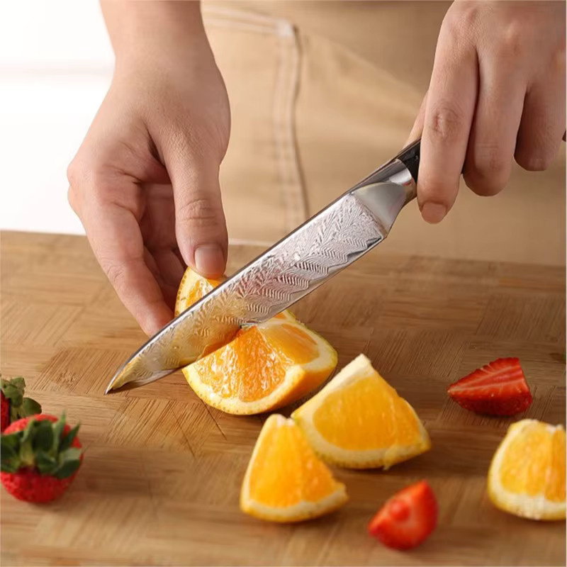ALLWIN HOUSEWARE W Schälmesser aus Damaszener Stahl mit VG10 Klinge, 5 Zoll Allzweckmesser zum Schneiden von Obst und Gemüse - Bild 2