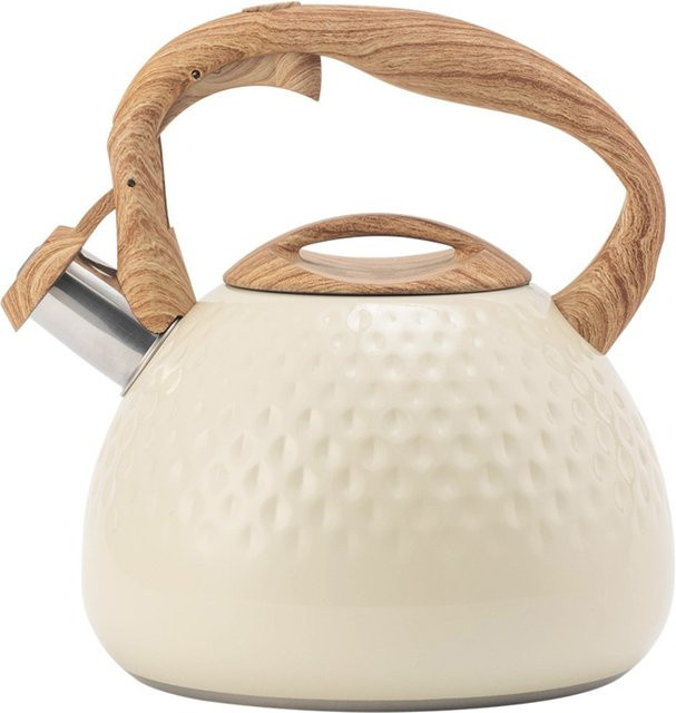 FEB.WIND Edelstahl Wasserkocher mit Pfeife und hitzebeständigem Griff, 3 l, Weiß - Bild 1