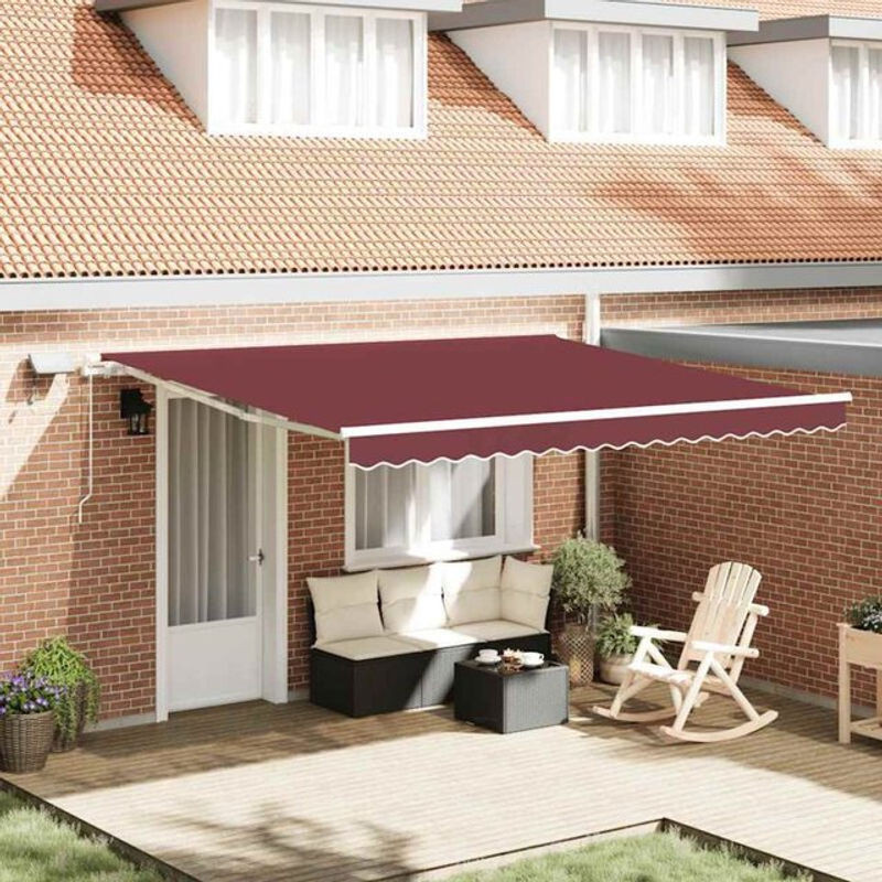 Manuelle Markise mit LED von Vidaxl in Weinrot, B: 400 cm, B/T/H: 400 x 300 cm - Bild 1
