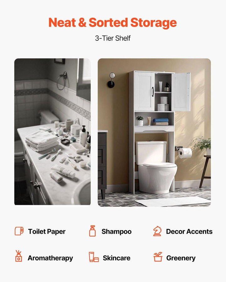 Badezimmer-Über-WC-Aufbewahrungsschrank von Buying Solutions, MB in Weiß mit verstellbarem Regal - Bild 2