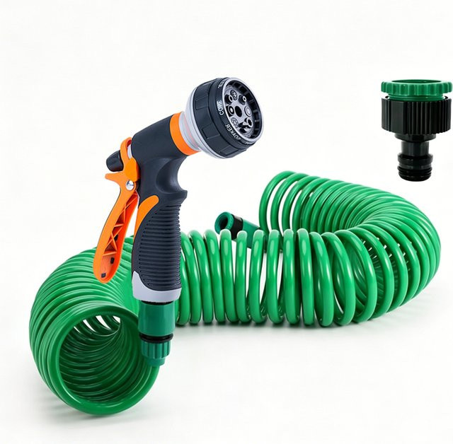Grüner EVA-Gartenschlauch mit Hochdruck-Spritzwasserpistole und 1/2 Zoll Schnellanschlussadapter zum Bewässern - Bild 1