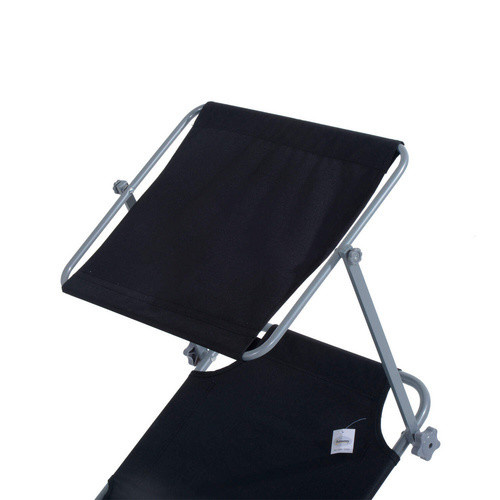 Outsunny Gartenliege aus Metall und Textilene in Schwarz mit Sonnenverdeck und verstellbarer Kopfstütze, B/T/H: 187 x 58 x 36 cm - Bild 6