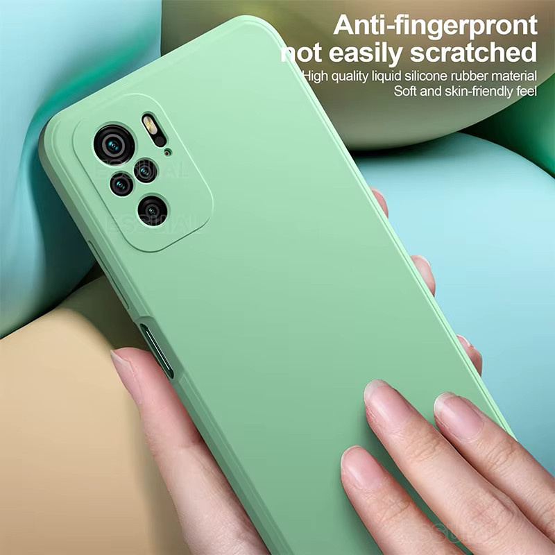 Luxuriöse quadratische Handyhülle aus Flüssigsilikon für Xiaomi Redmi Note 10 Pro Max, 10S und 10T 5G in Pink oder Green - Bild 2
