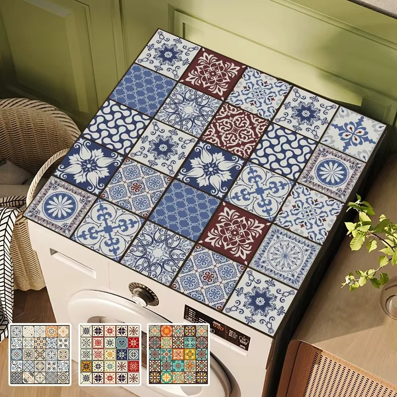 VIKAMA Retro Bohemian Staubschutzhülle für Waschmaschinen und saugfähige Abtropfmatte in Multicolour - Bild 2