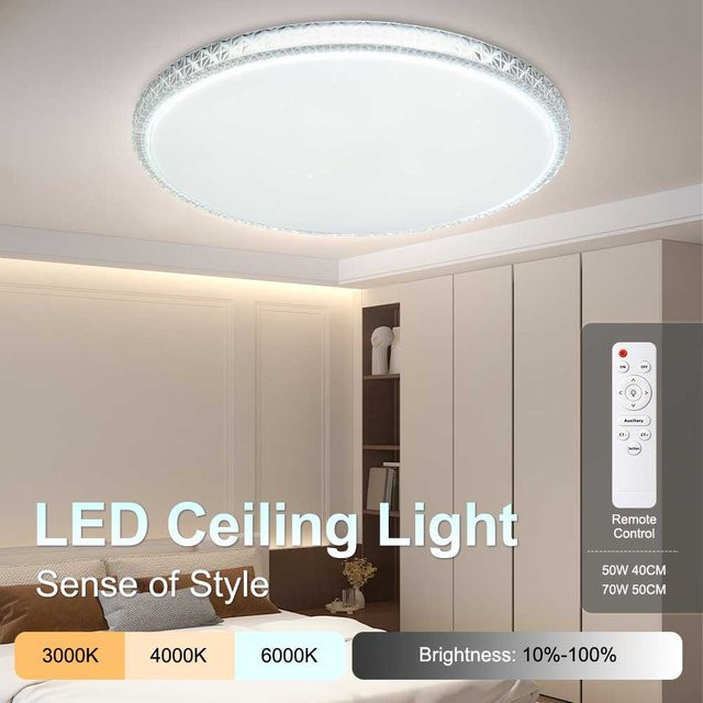 CANMEIJIA LED Deckenlampe mit Kristall-Rahmen und Fernbedienung, modernes LED-Panel in Weiß für Wohnzimmer, Schlafzimmer und Küche - Bild 1