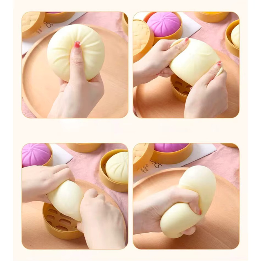 Bandai Bunter Dampfbrötchen-Squishy-Stressball, sensorisches Fidget-Spielzeug, Simulation Lebensmittel, multicolour - Bild 2