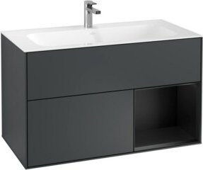 V&B Waschtischunterschrank Finion in Blau Matt Lack, B/T/H: 59,1 x 49,8 x 59,1 cm - Bild 1