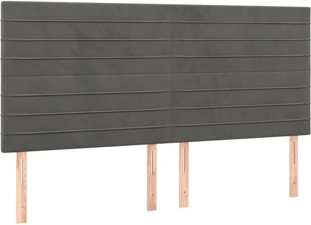vidaXL Kopfteil aus Samt in Dunkelgrau, Breite: 160 cm, Tiefe: 5 cm, Höhe: 118 cm bis 128 cm - Bild 1